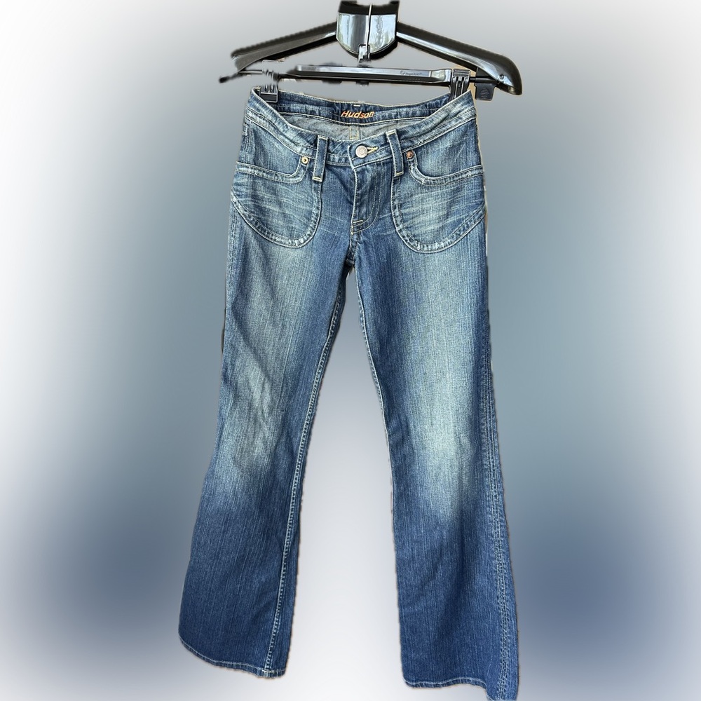 Hudson vintage blue flare jeans size 27 with distressed pockets